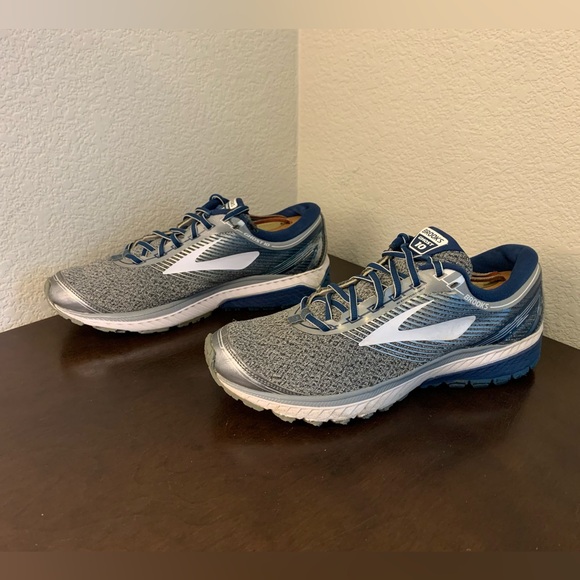 Brooks Ghost 10 Running Shoes Sneakers Silver Blue Gray Men’s Size 10.5
